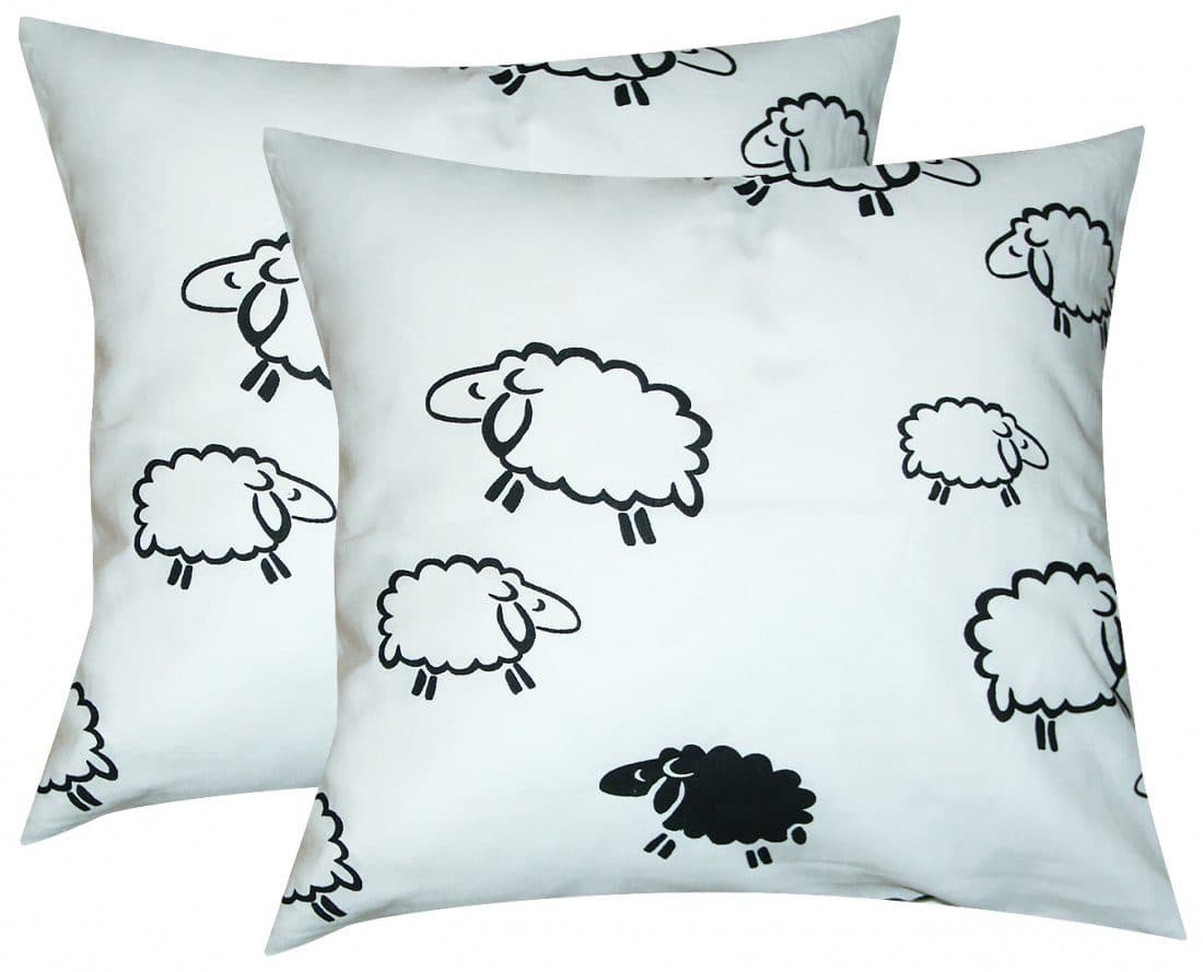 Heubergshop Kissenbezüge 2er Set 40x40cm Schafe Weiß Schwarz