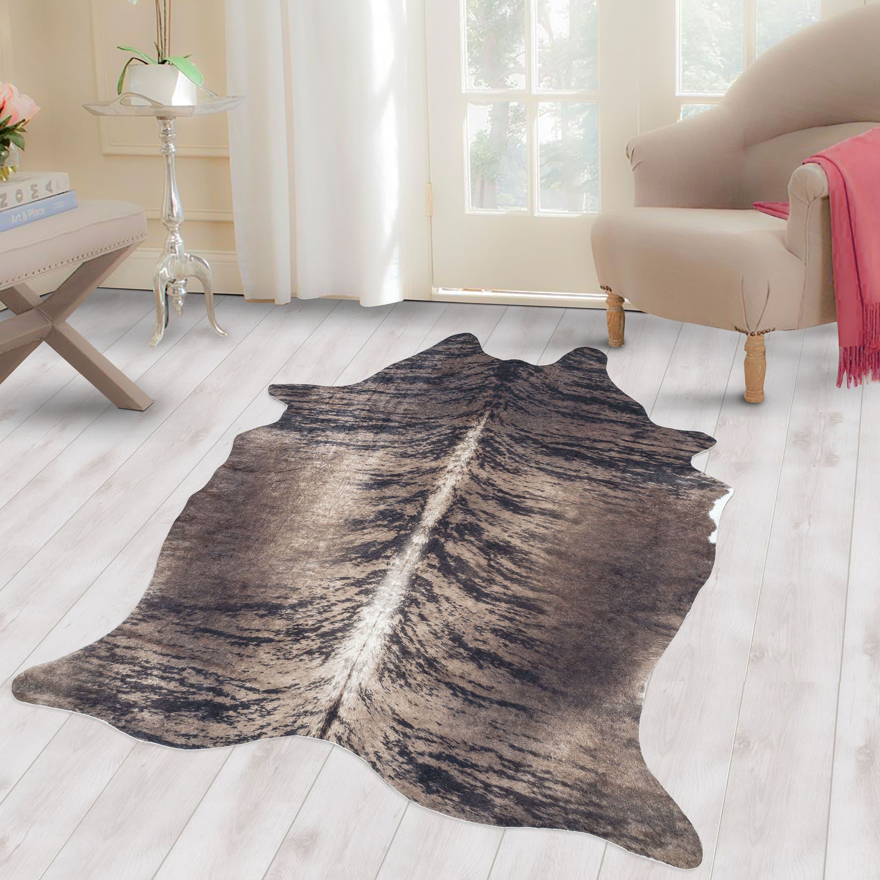 Carpettex Fellteppich Rindsleder Imitat Rund Braun Digitaldruck - Bild 2