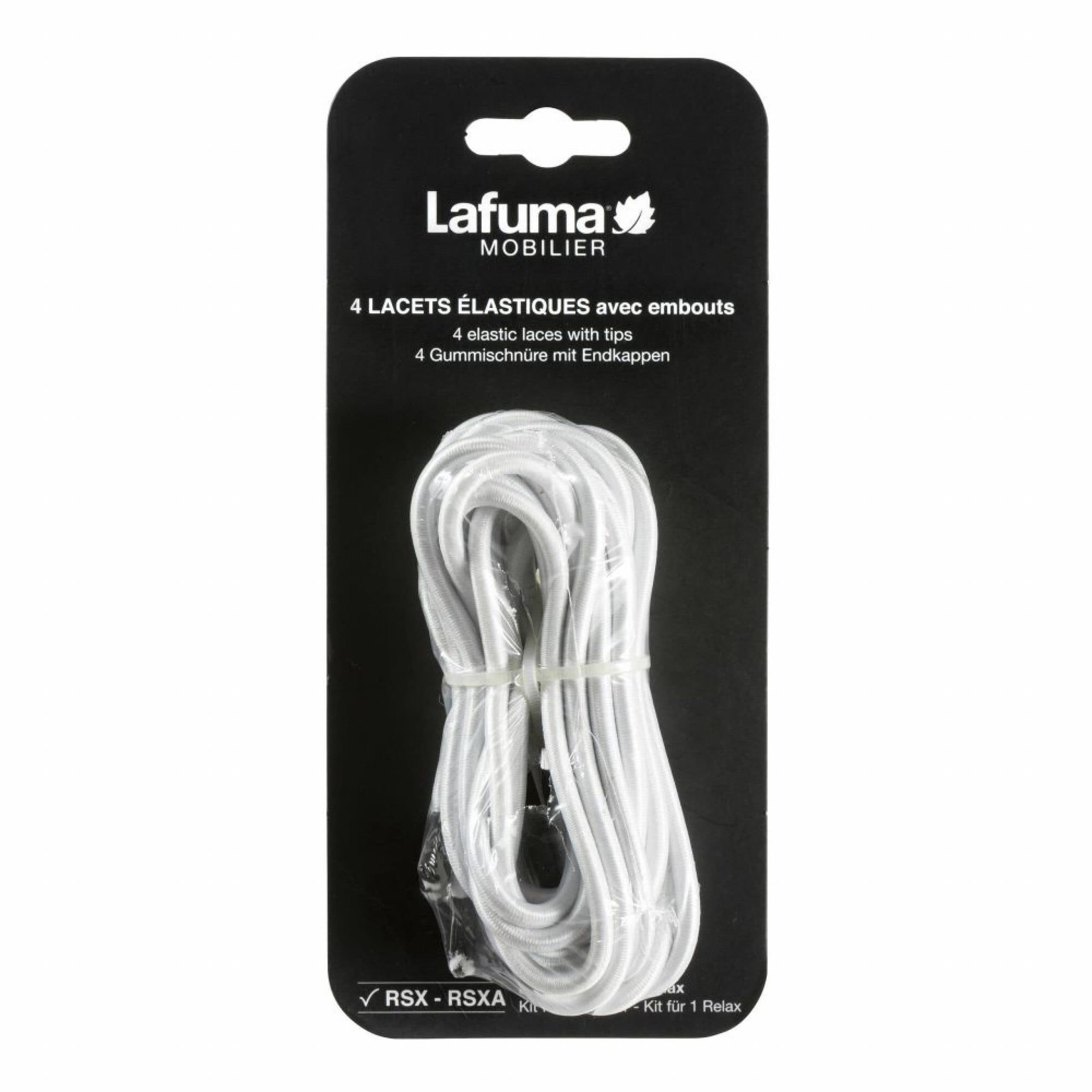 Lafuma 4 Gummischnüre mit Endkappen für Relaxsessel weiß