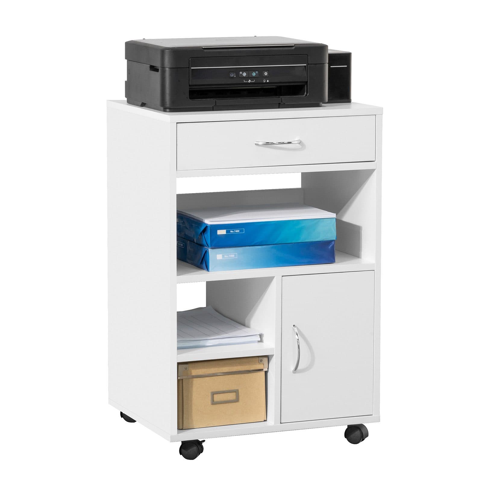 SoBuy Druckertisch FBT106 Weiß mit Schublade und Rollen - Bild 2