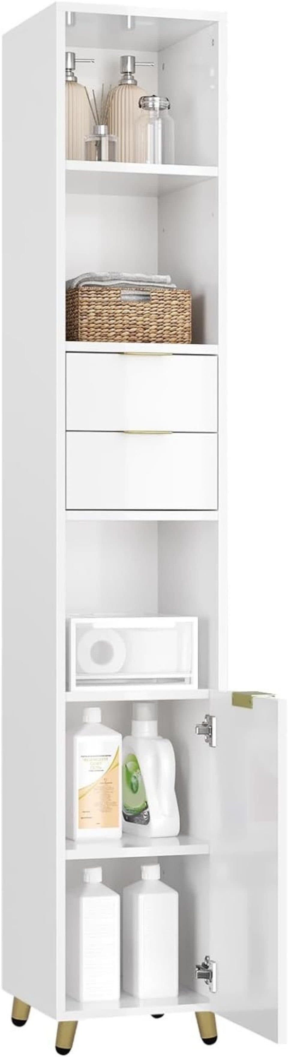 EUGAD Hochschrank Weiß Hochglanz mit Schubladen und verstellbaren Böden - Bild 2