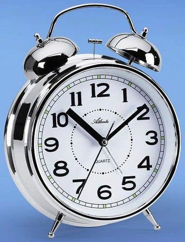 Atlanta Glockenwecker 1648/19 Silber Quarz-Uhr mit Glockenalarm