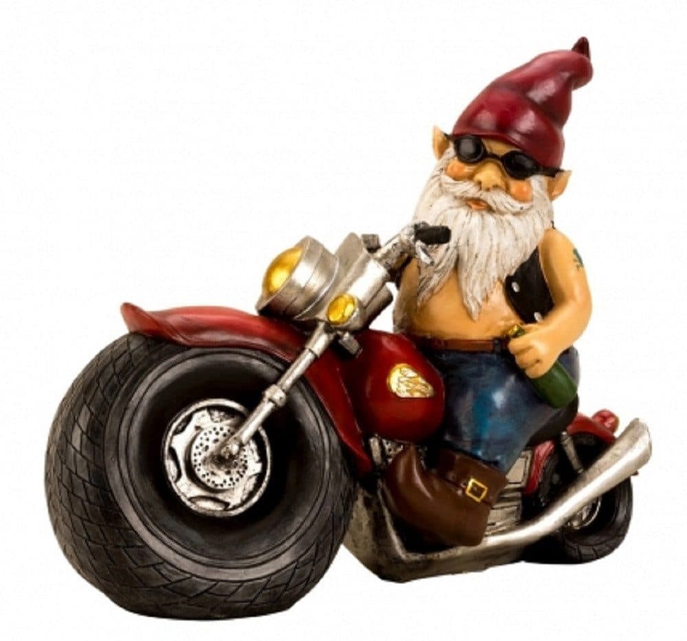 Geschenkestadl Gartenzwerg Rockiger Motorrad-Rocker