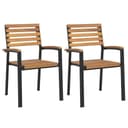 vidaXL Stapelbare Gartenstühle 2 Stk. Massivholz Metall Braun Bild 2