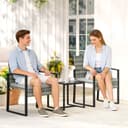 Outsunny Bistroset 3-tlg. Grau PE-Rattan mit Kissen Bild 2