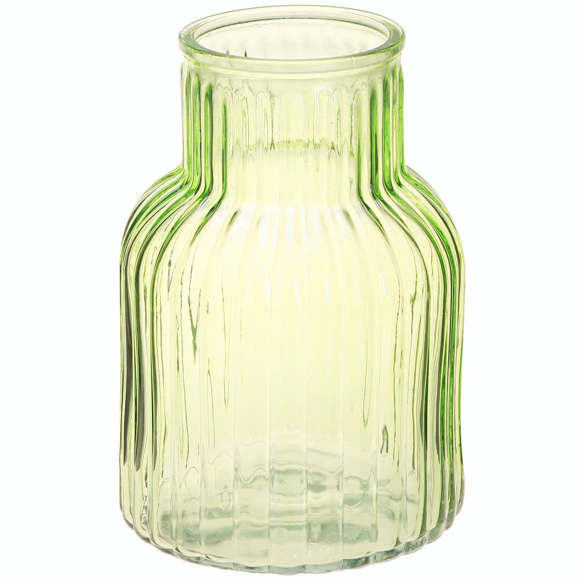 Viana Retro Glasvase Grün mit Rillendesign für Tischdekoration - Bild 2