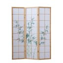 Homestyle4u Paravent 3-teilig Bambus Shoji Holz Natur Weiß Bild 2