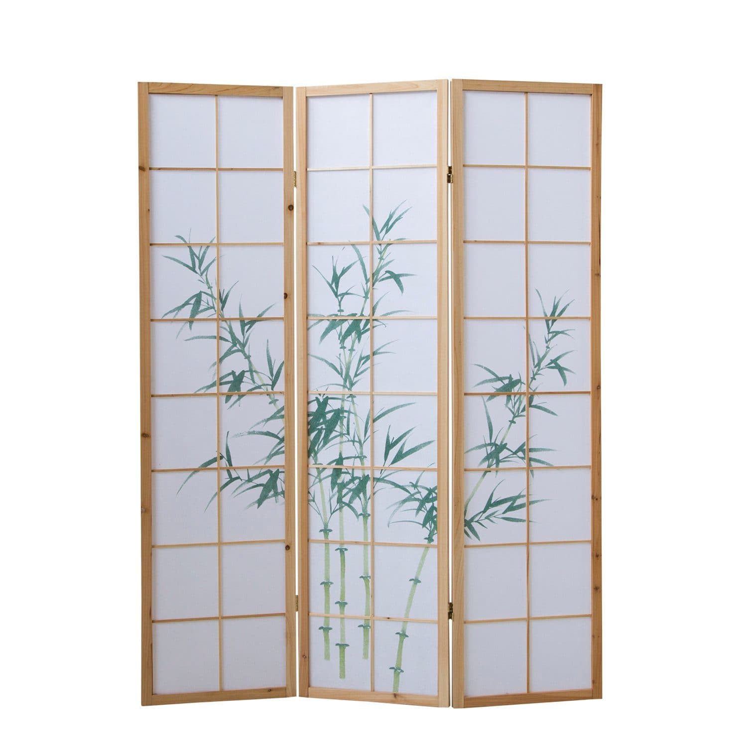 Homestyle4u Paravent 3-teilig Bambus Shoji Holz Natur Weiß - Bild 2