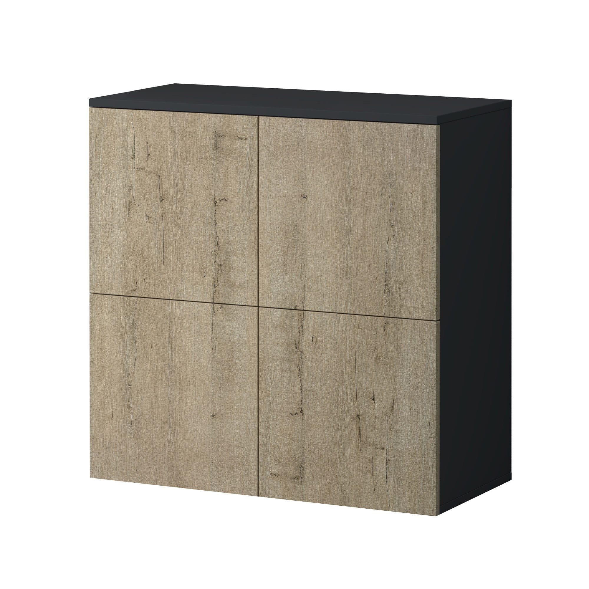 doporro Sideboard Kommode Matt Anthrazit-Eiche Greige Push-to-Open - Bild 2