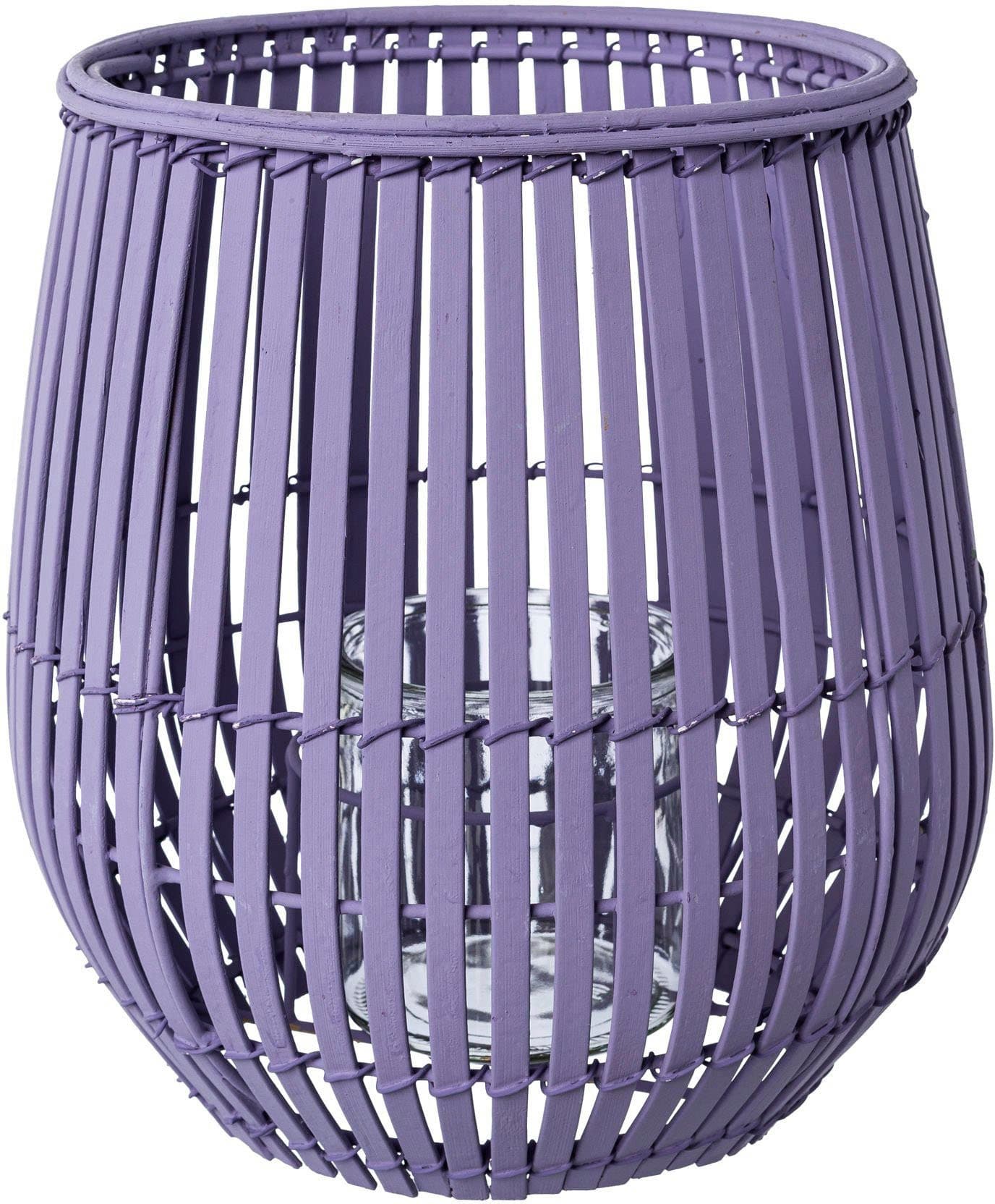 CREATIV HOME Windlicht Bambus Lavendel Glas Kerzenhalter - Bild 2