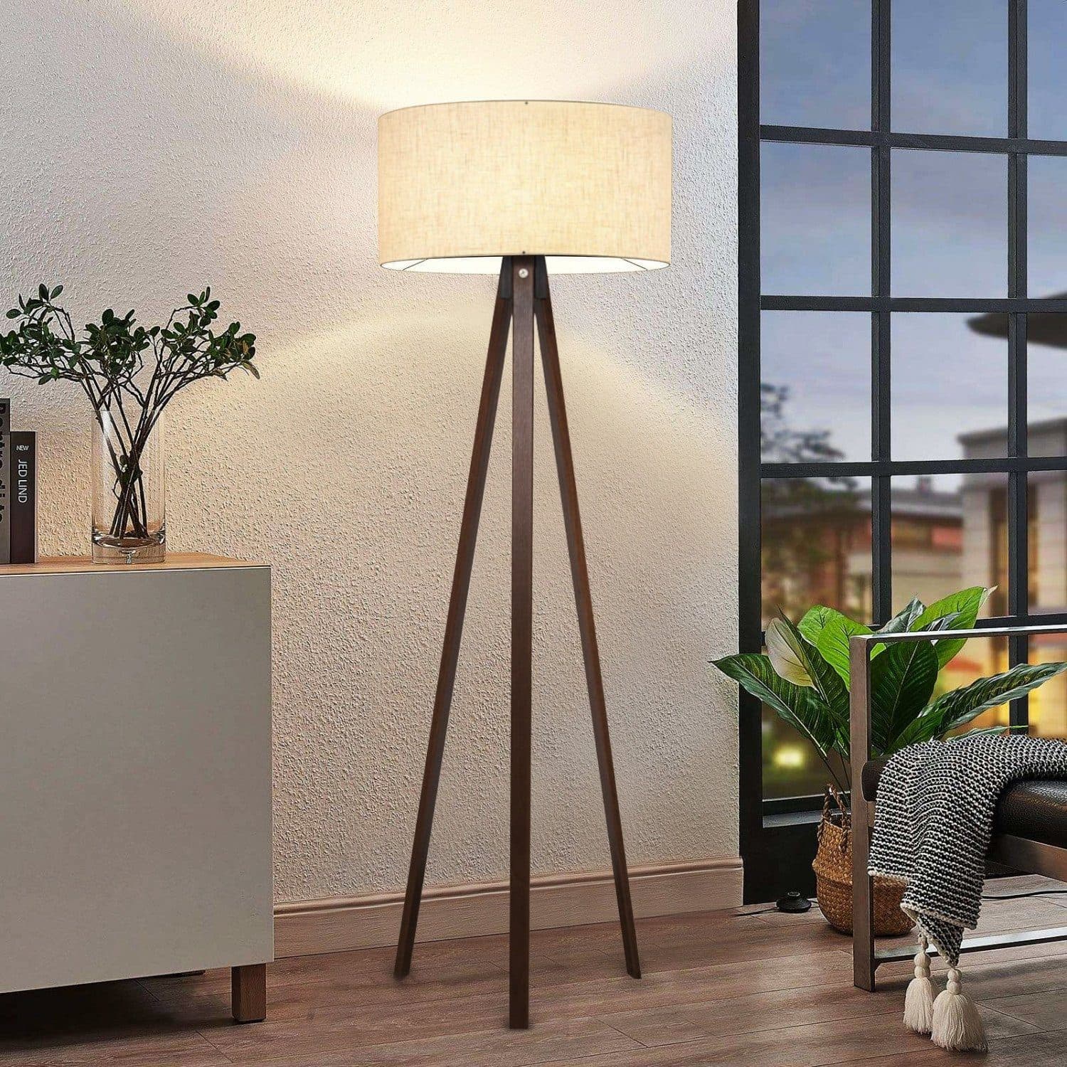 Opviq Stehlampe Beige 21x38cm Holz PVC - Bild 2