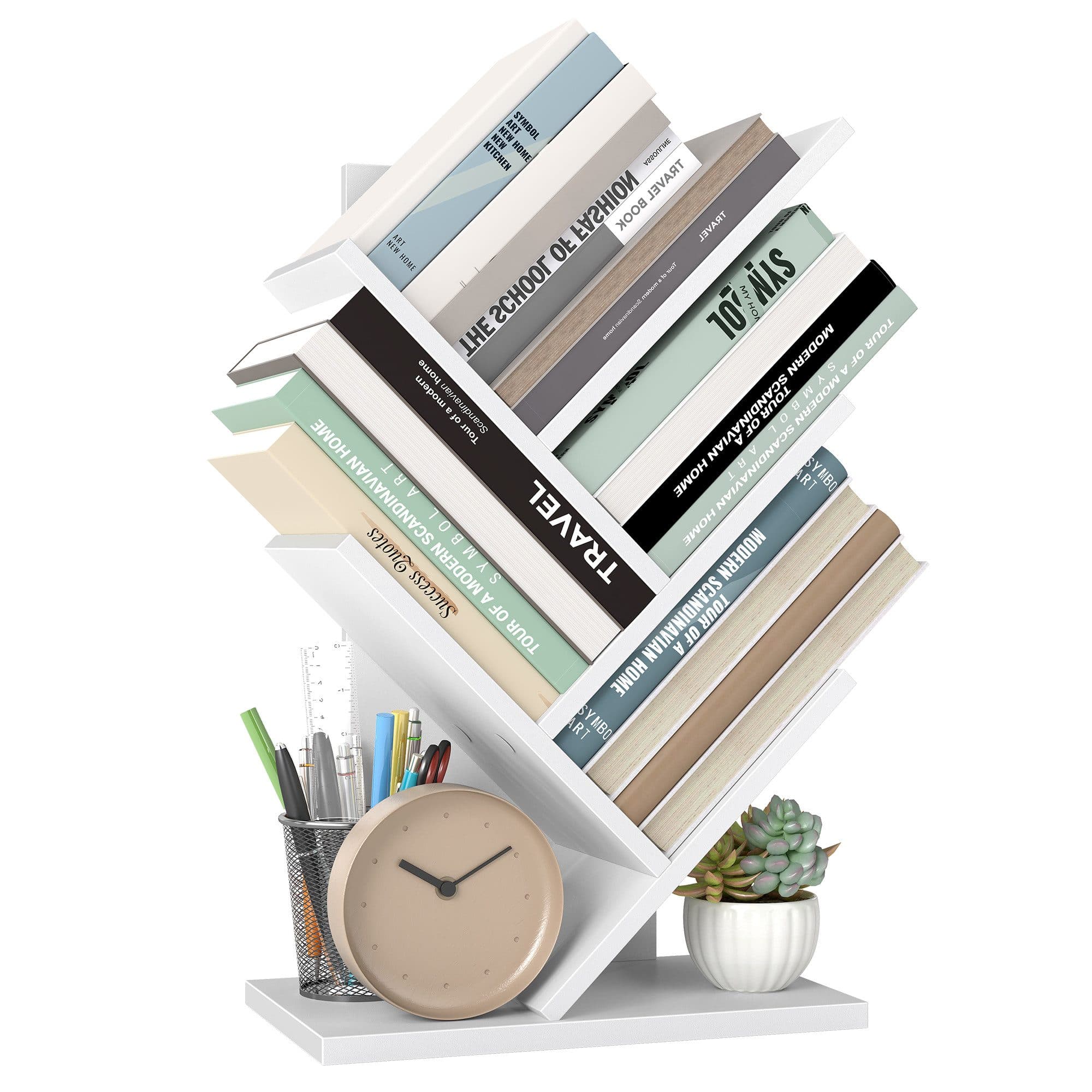 VASAGLE Bücherregal Baumform Standregal 5 Ebenen Eckregal Wolkenweiß - Bild 2