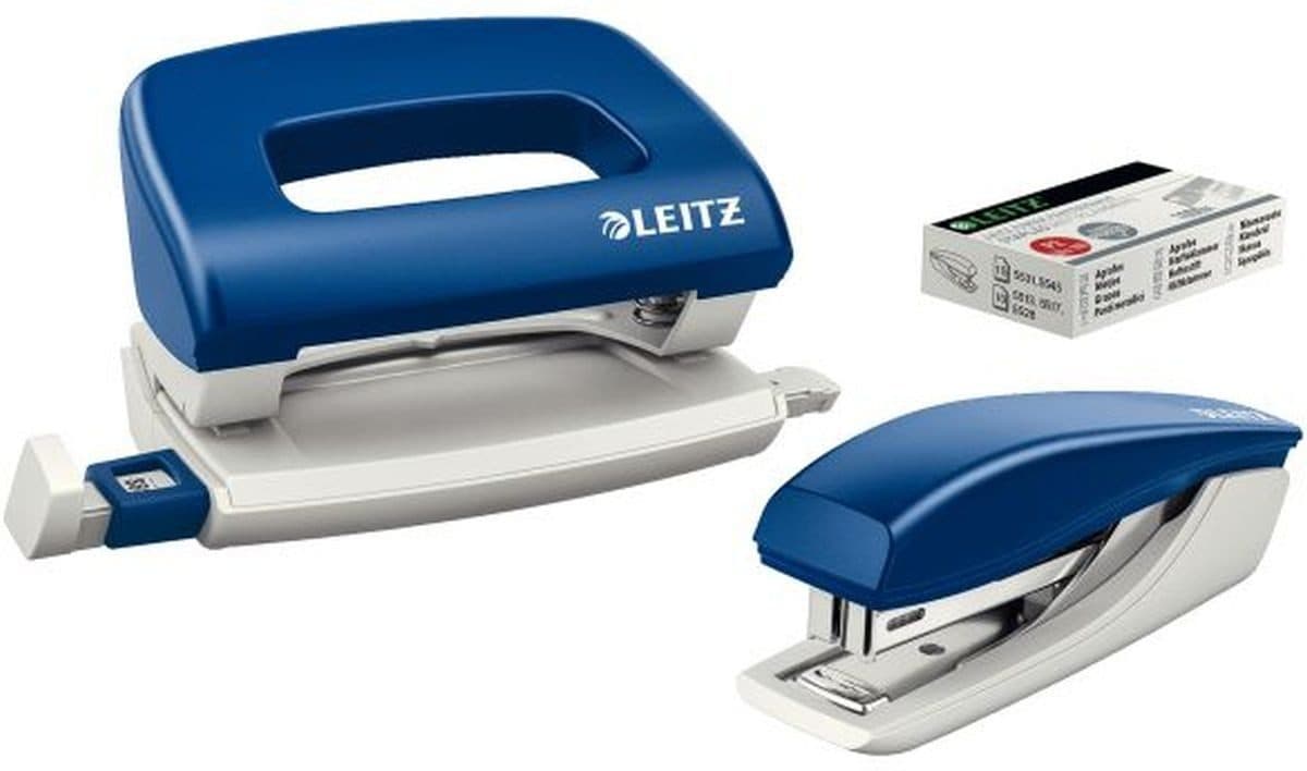 LEITZ Tischaufsatz-Set mit Locher & Heftgerät Blau