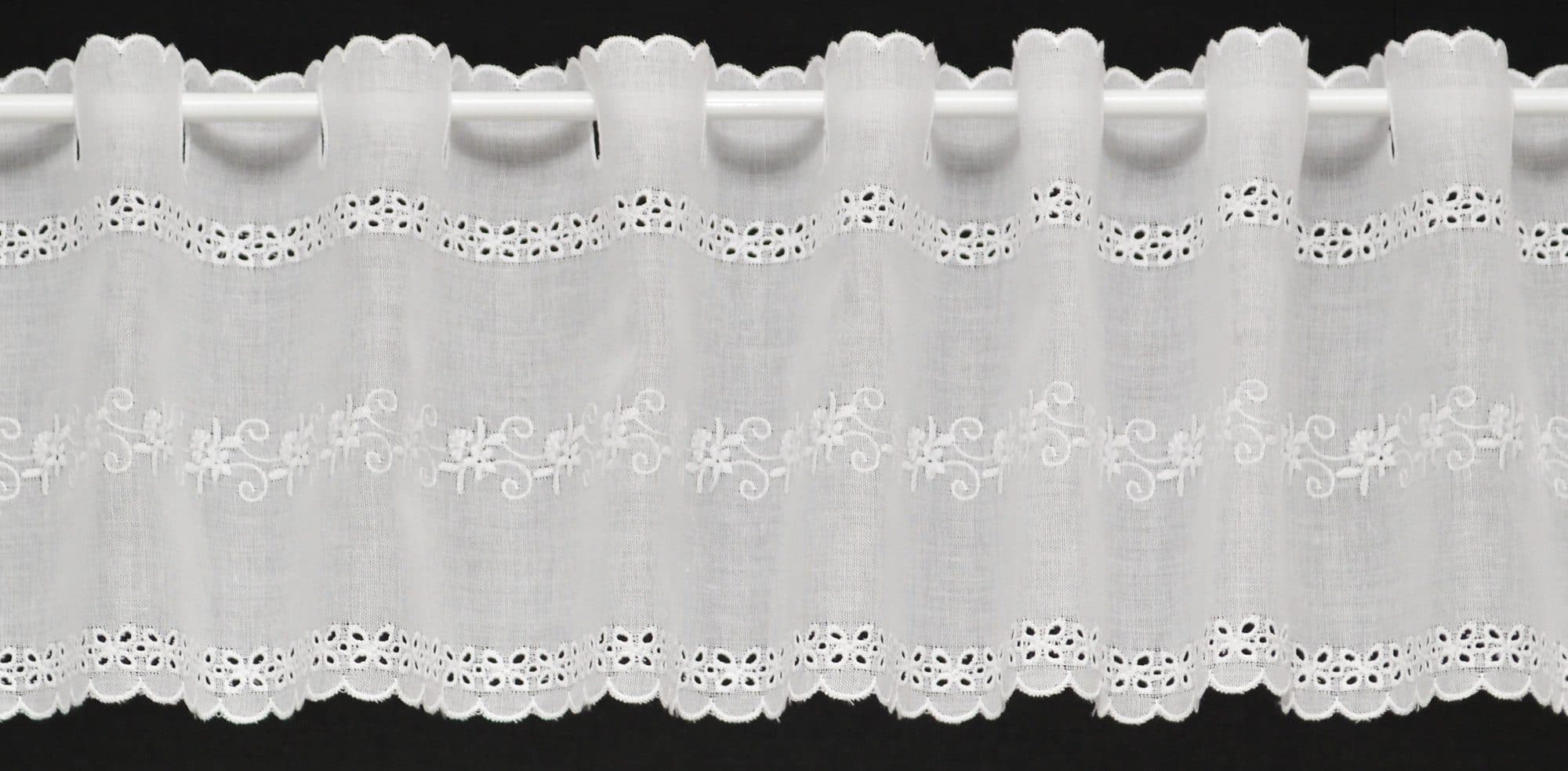 Gardinen Kranzusch Scheibengardine Batist Stickerei Weiß Transparent - Bild 2