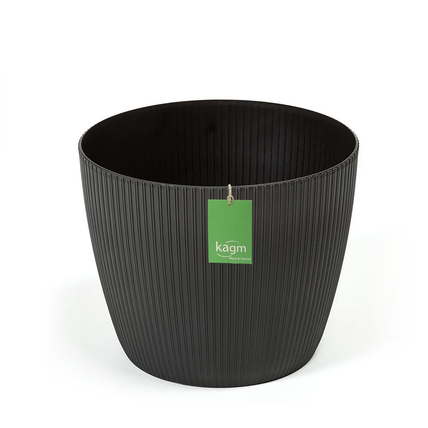 KAGM Übertopf Pflanztopf Schwarz Rillenoptik UV-beständig Kunststoff - Bild 2