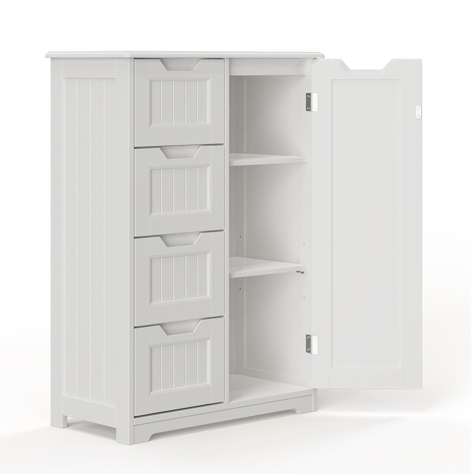 Bealife Badkommode Badezimmerschrank 4 Türen Weiß - Bild 2