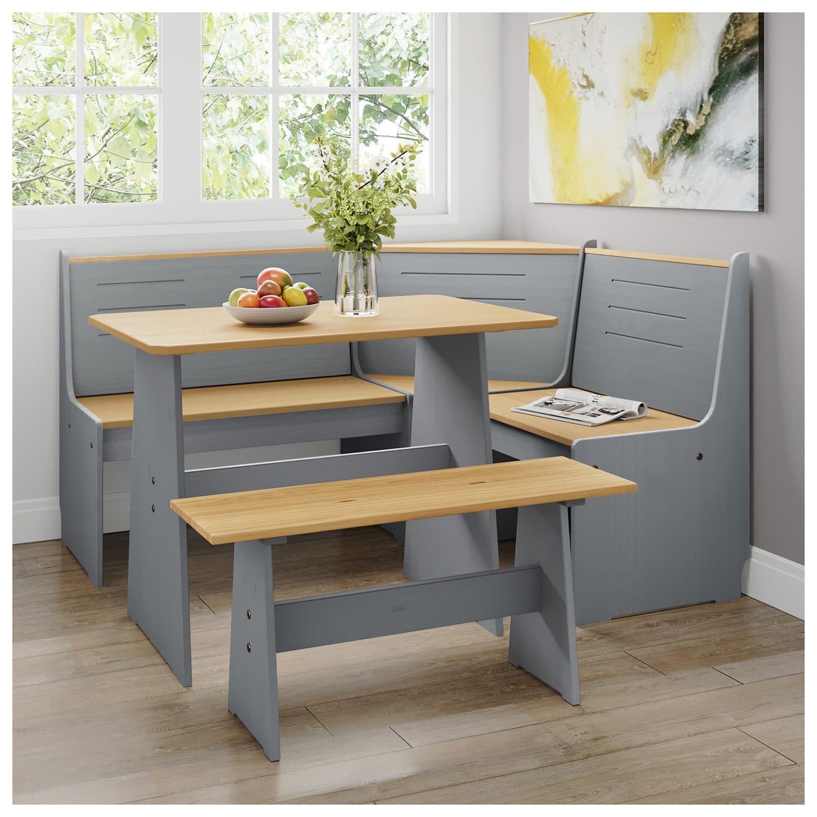 HTI-Living Eckbankgruppe 3-teilig Marija Grau Landhausstil - Bild 2