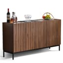 Merax Sideboard Skandi 3 Türen Dunkelbraun mit Metallfüßen Bild 2