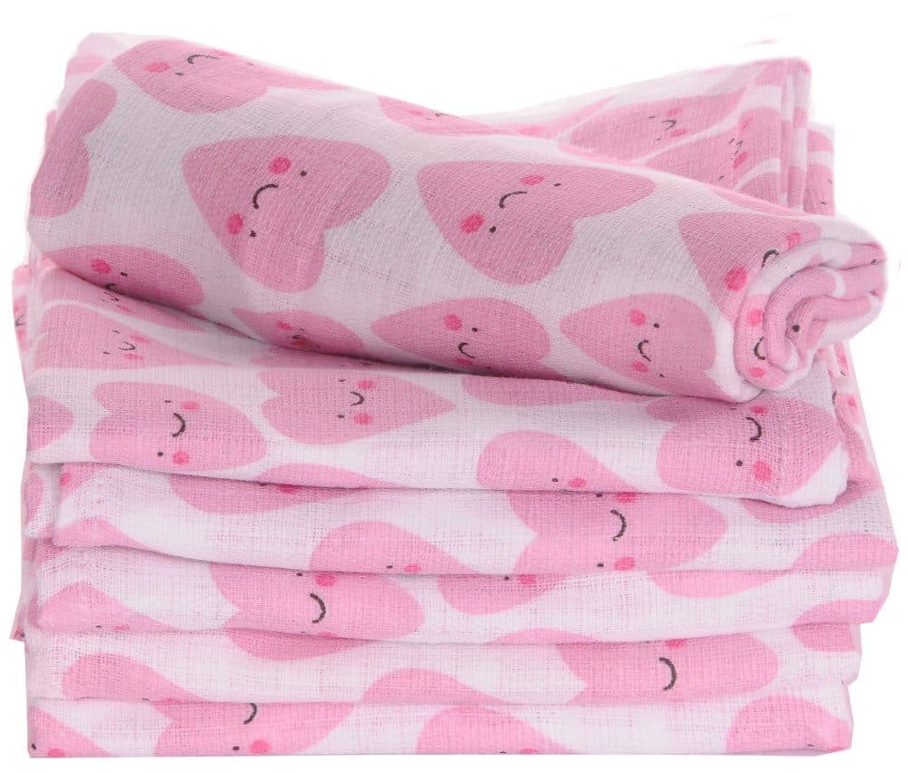 La Bortini Spucktuch 10er Pack Baumwolle Rosa Herzchen