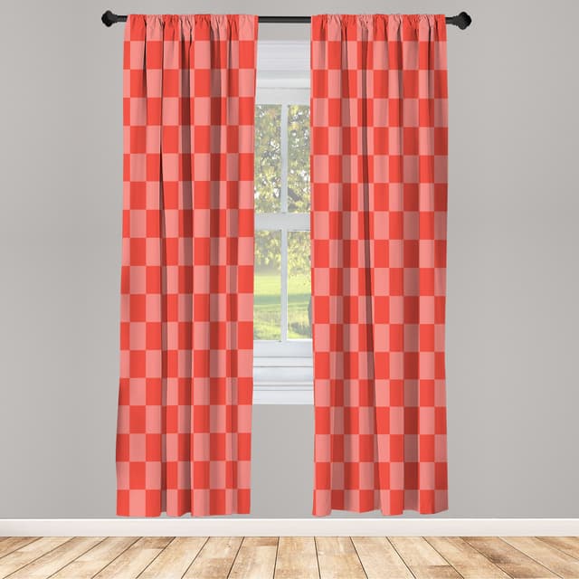 Abakuhaus Gardine Vorhang Rosa Rot Checkers Spiel