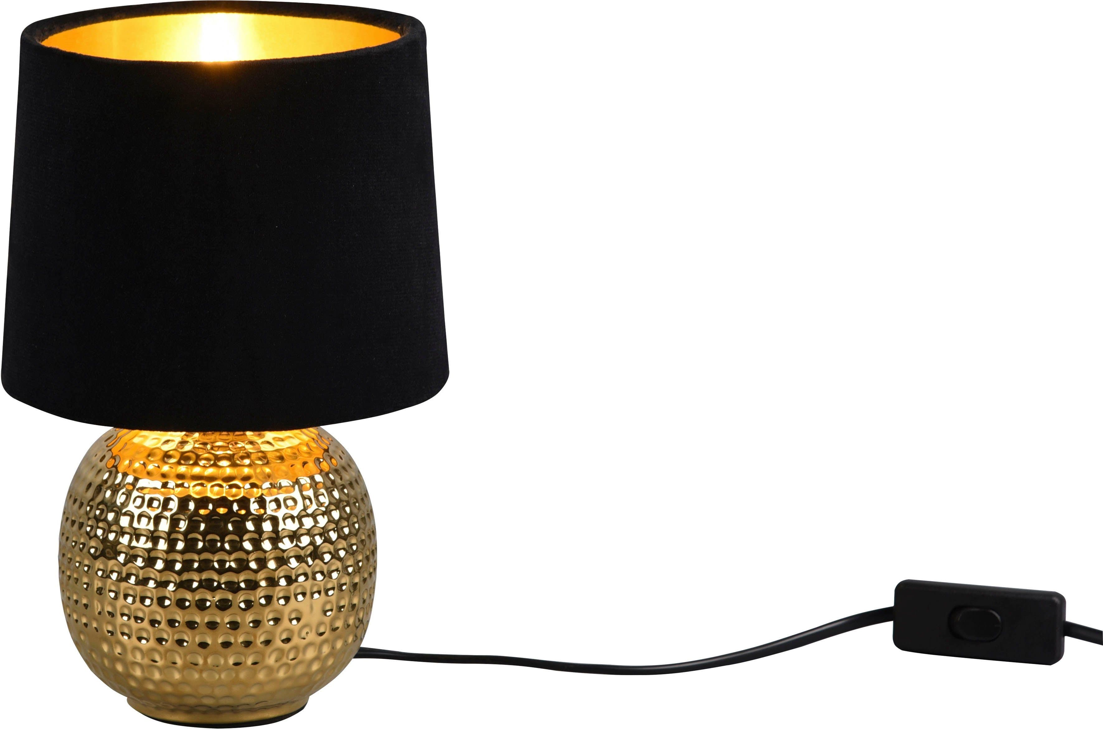 REALITY LEUCHTEN Schreibtischlampe Sophia Schwarz Gold Keramik Samtschirm - Bild 2