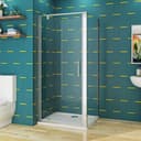 Duschparadies Eckdusche 185cm 5mm ESG Glas Chrom Pendeltür Bild 2
