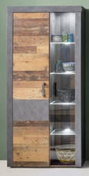 trendteam Vitrinenschrank Indy Old Used Wood Grau mit LED-Beleuchtung Bild 2