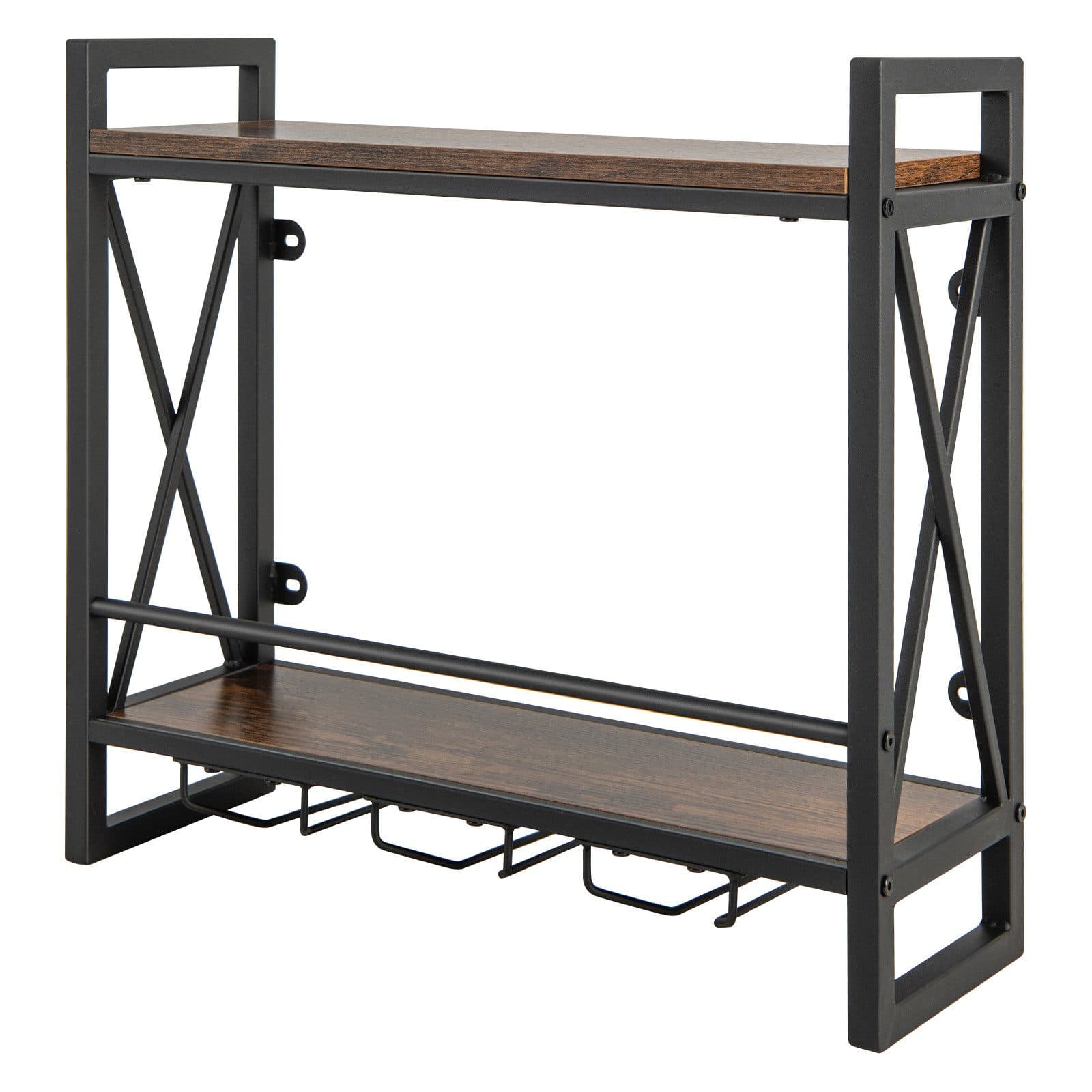 KOMFOTTEU Weinregal Wandregal mit Glashalter Industriestil - Bild 2