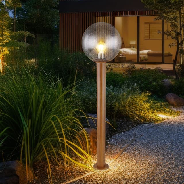 GLOBO LIGHTING Gartenleuchte LED Außenlampe Holzoptik Standleuchte Braun