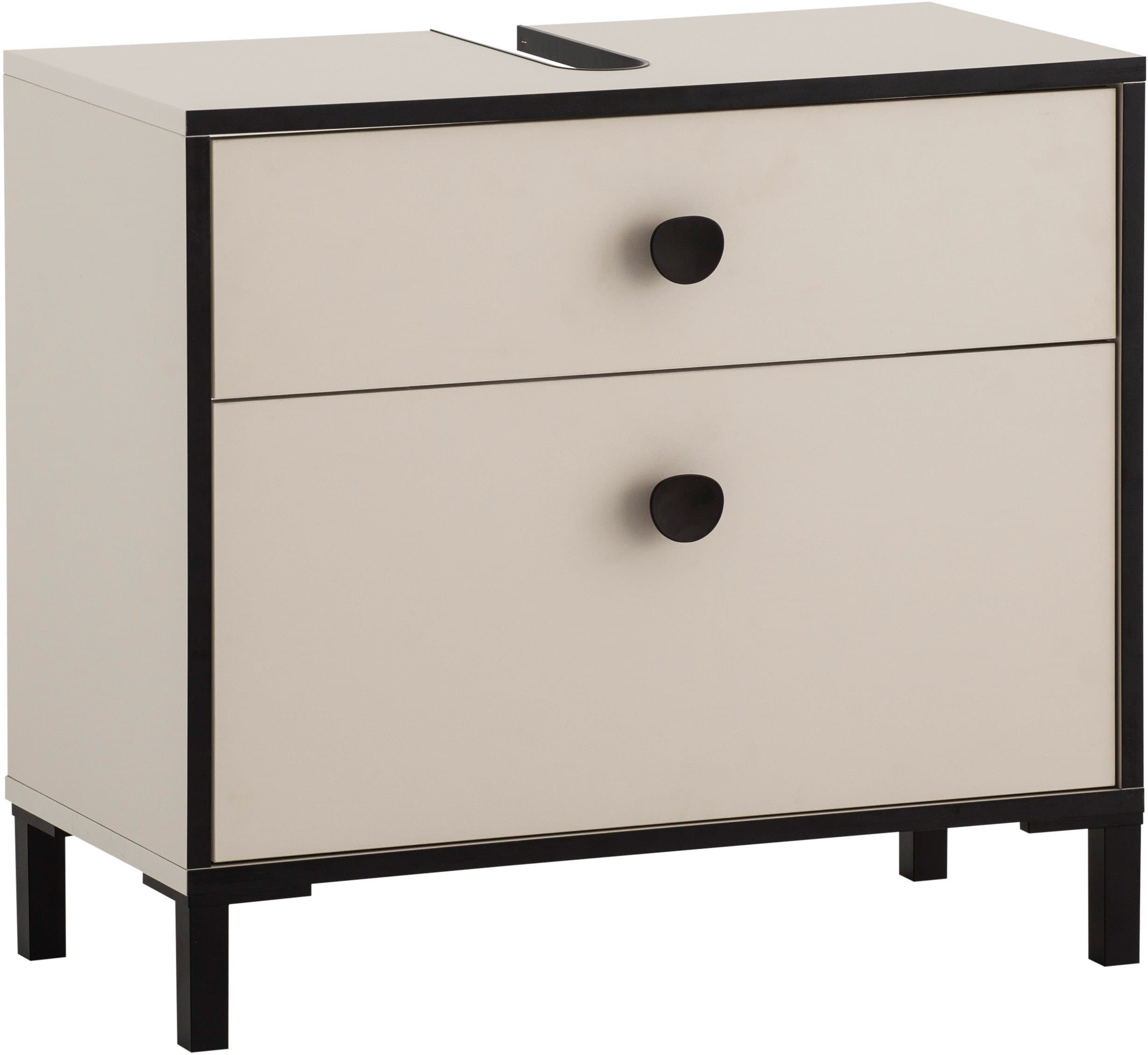 Schildmeyer Waschbeckenunterschrank Edda Beige Schwarz 2 Schubladen - Bild 2