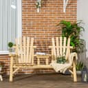 Outsunny Gartenbank 2-Sitzer mit Tisch Naturholz Bild 2