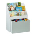 relaxdays Kinderregal mit Spielzeugkiste Weiß/Grau Bild 2