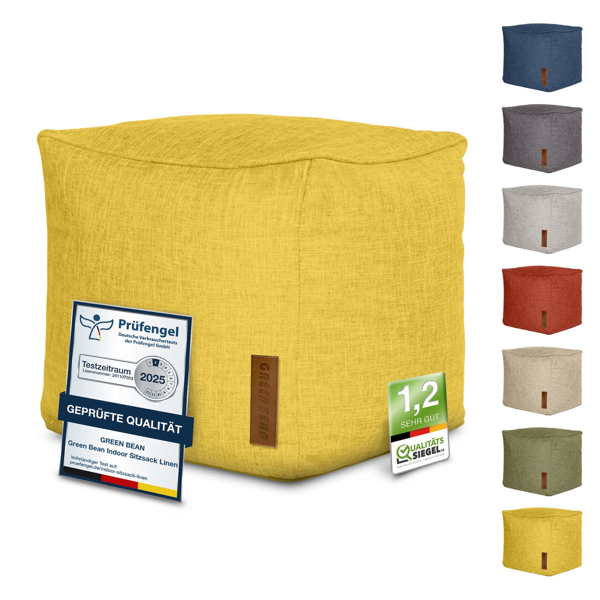 Green Bean Pouf Cube Linen Sitzhocker Fußhocker Relax-Sessel - Bild 2