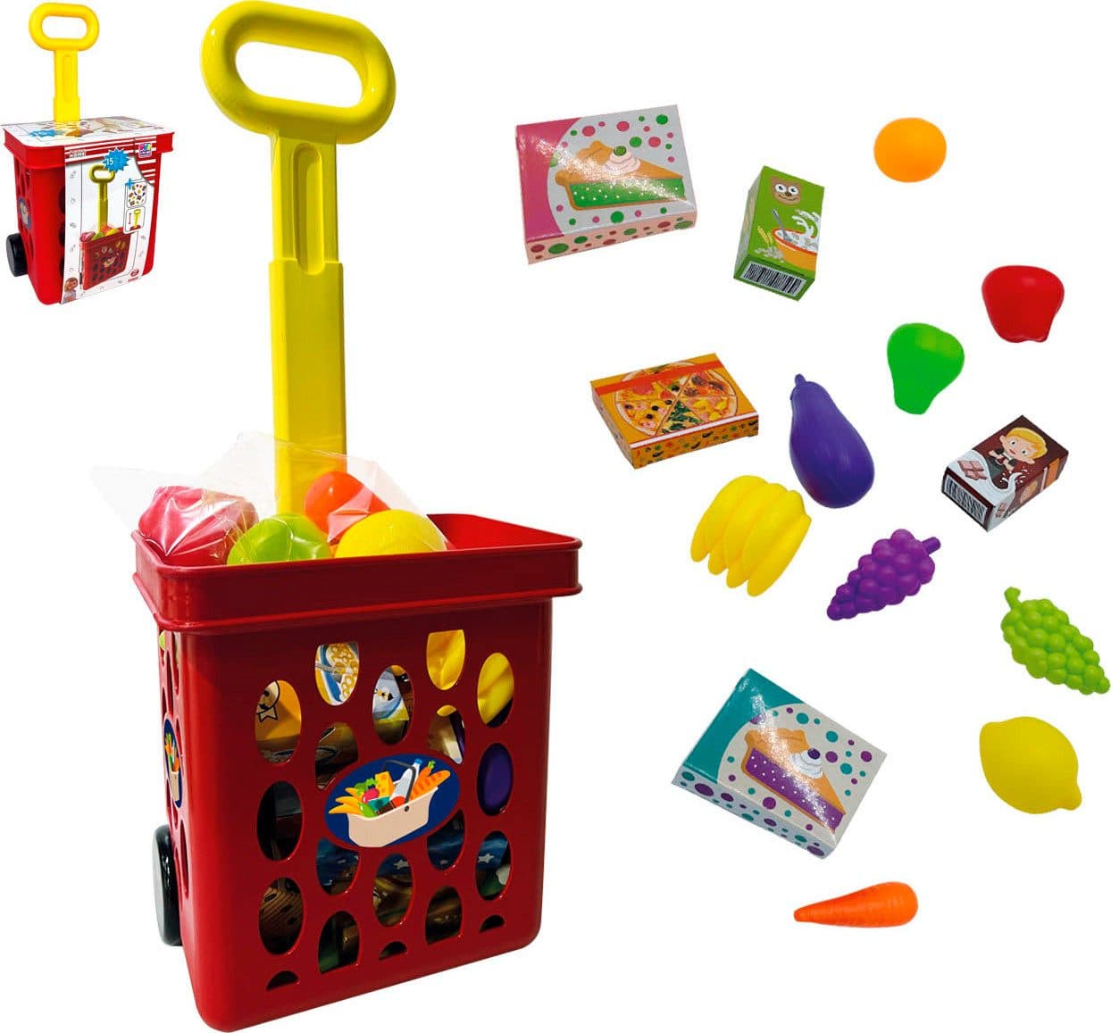 Happy People Spiel-Einkaufswagen Bunt mit 9 Kunststofffrüchten - Bild 2