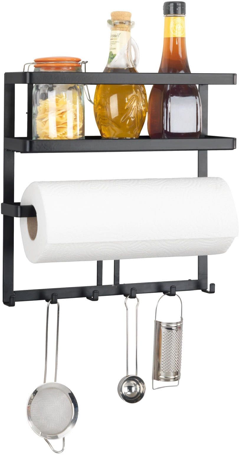 WENKO Küchenregal Gala Set mit Halter & 6 Haken Schwarz Industrial - Bild 2