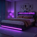 Furnishings Home Polsterbett Stauraumbett Doppelbett 180x200 cm LED USB Bild 2