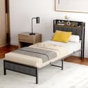 STILVORA Jugendbett Metallbett Schwarz mit LED und USB Bild 2