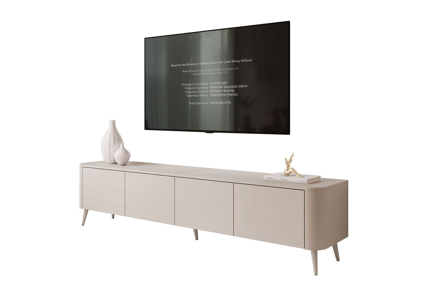 Lookway TV-Schrank CELESTE Push-to-Open mit LED-Beleuchtung Beige - Bild 2