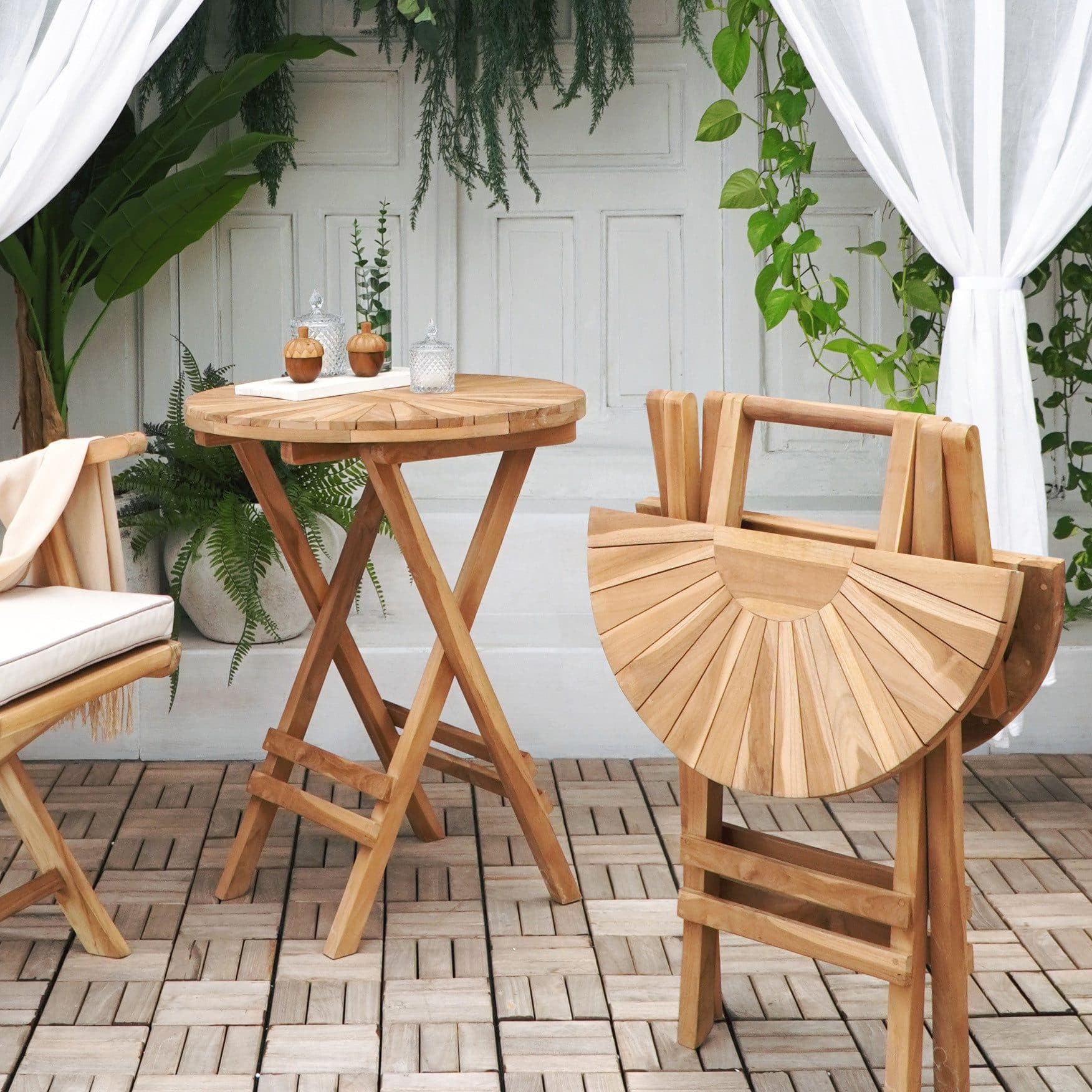 More2Home Gartentisch KLAPPO Teakholz Rund 60 cm Klappbar - Bild 2