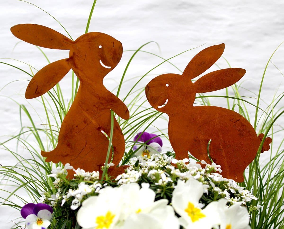 LB H&F Lilienburg Gartenfigur 2 Stück Gartendeko Osterhase