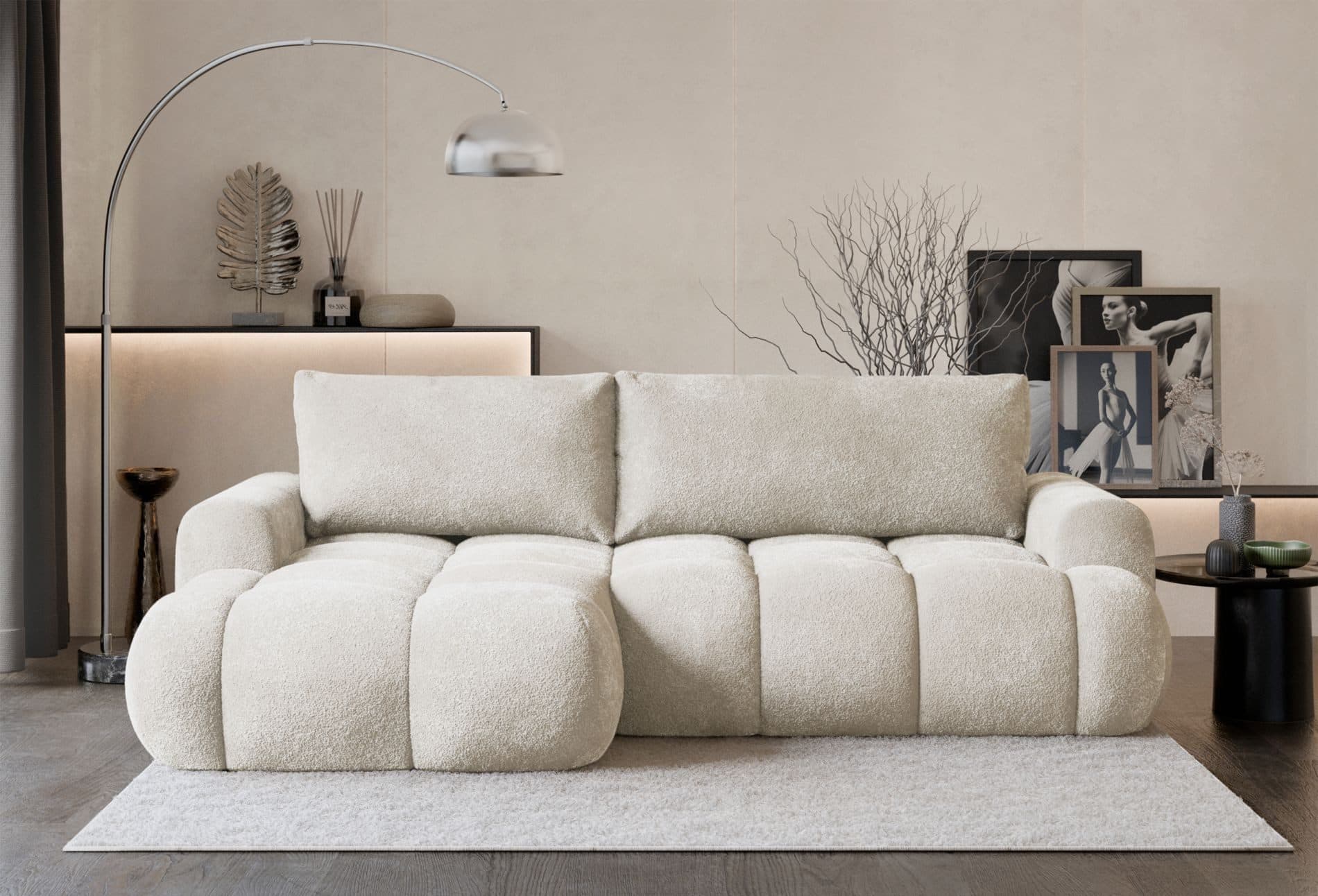 Selsey Ecksofa OMBO MINI, Ecksofa mit Schlaffunktion & Bettkasten, Bouclé, 246 cm - Bild 2