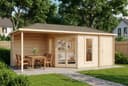Alpholz Gartenhaus Liwa mit Anbau 5-Eck Holz 28mm Wandstärke Bild 2