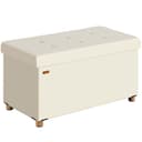 Casaria Sitzbank Samt Beige Faltbar mit Holzfüßen Bild 2