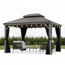 PURPLE LEAF Pavillon Hardtop Alu Gartenpavillon Hellgrau Bild 2