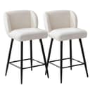 WAHSON OFFICE CHAIRS Barhocker 2er Set Leinen/Kunstfell Armlos für Theke/Esszimmer Bild 2