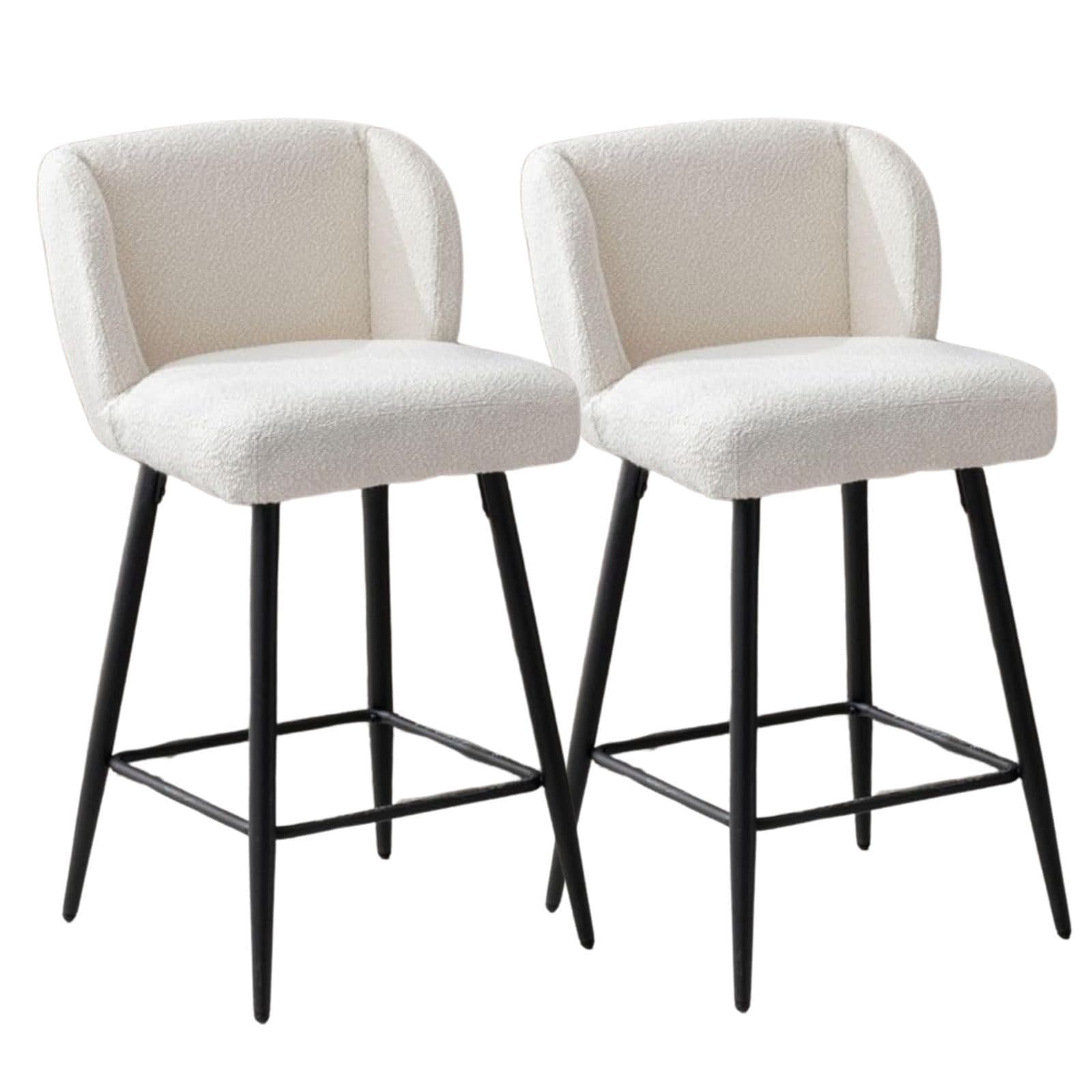 WAHSON OFFICE CHAIRS Barhocker 2er Set Leinen/Kunstfell Armlos für Theke/Esszimmer - Bild 2