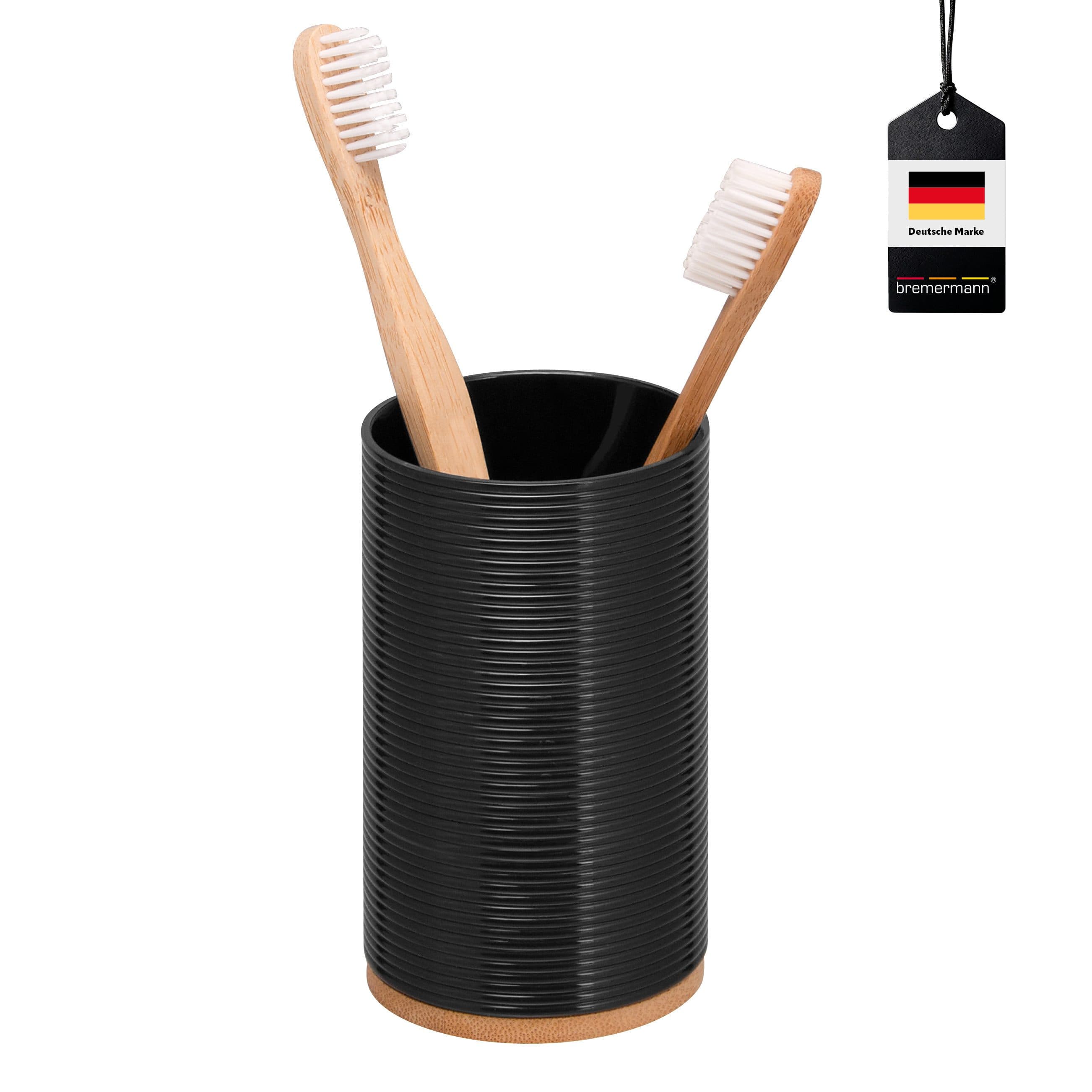 bremermann Zahnputzbecher SEGNO Schwarz Bambus Kunststoff - Bild 2