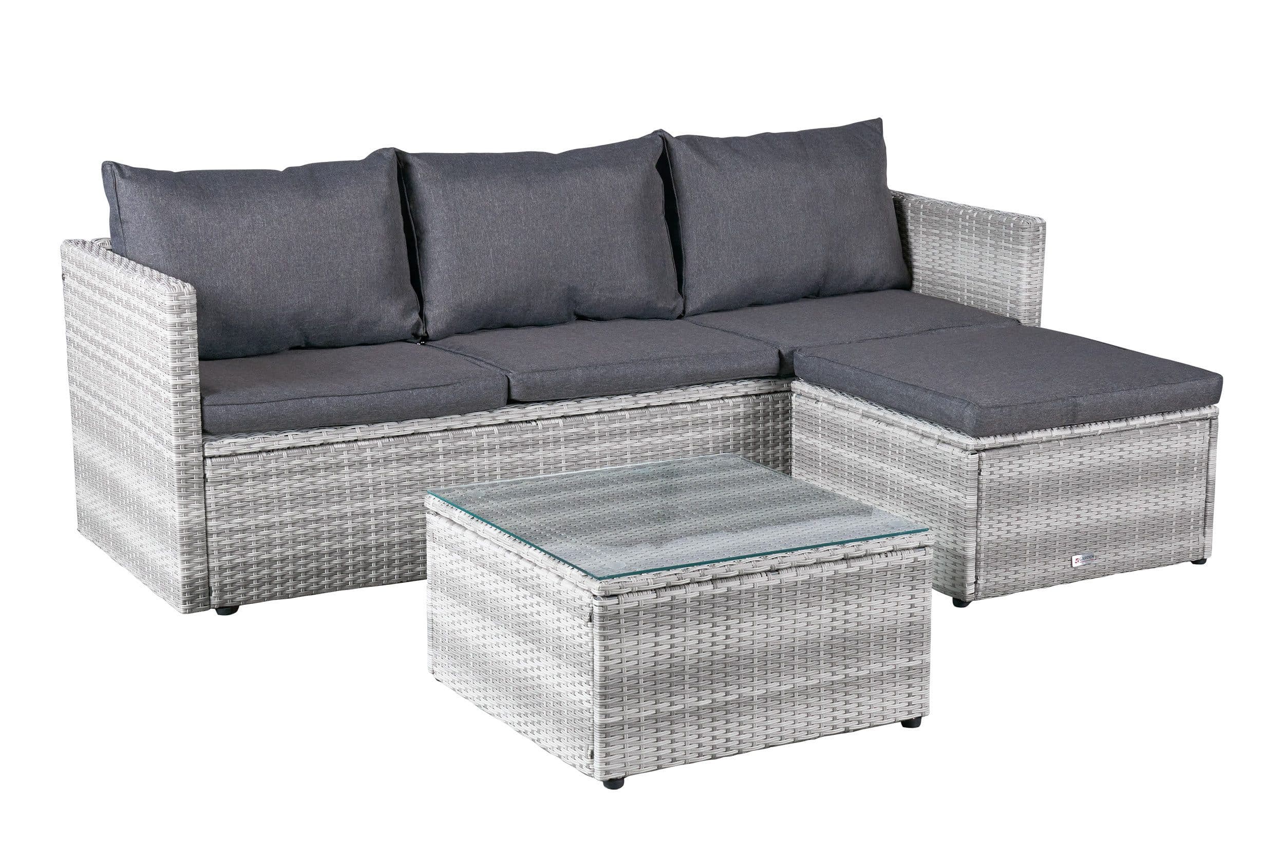 LC Garden Eckbankgruppe Loungino Gartenset mit Tisch Grau/Weiß - Bild 2