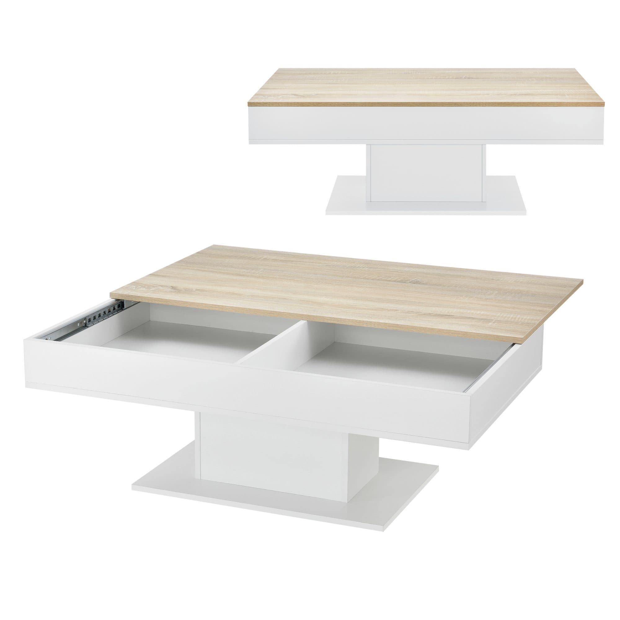 en.casa Couchtisch »Lünen« Wohnzimmertisch 2 Staufächer Eiche-Optik/Weiß - Bild 2