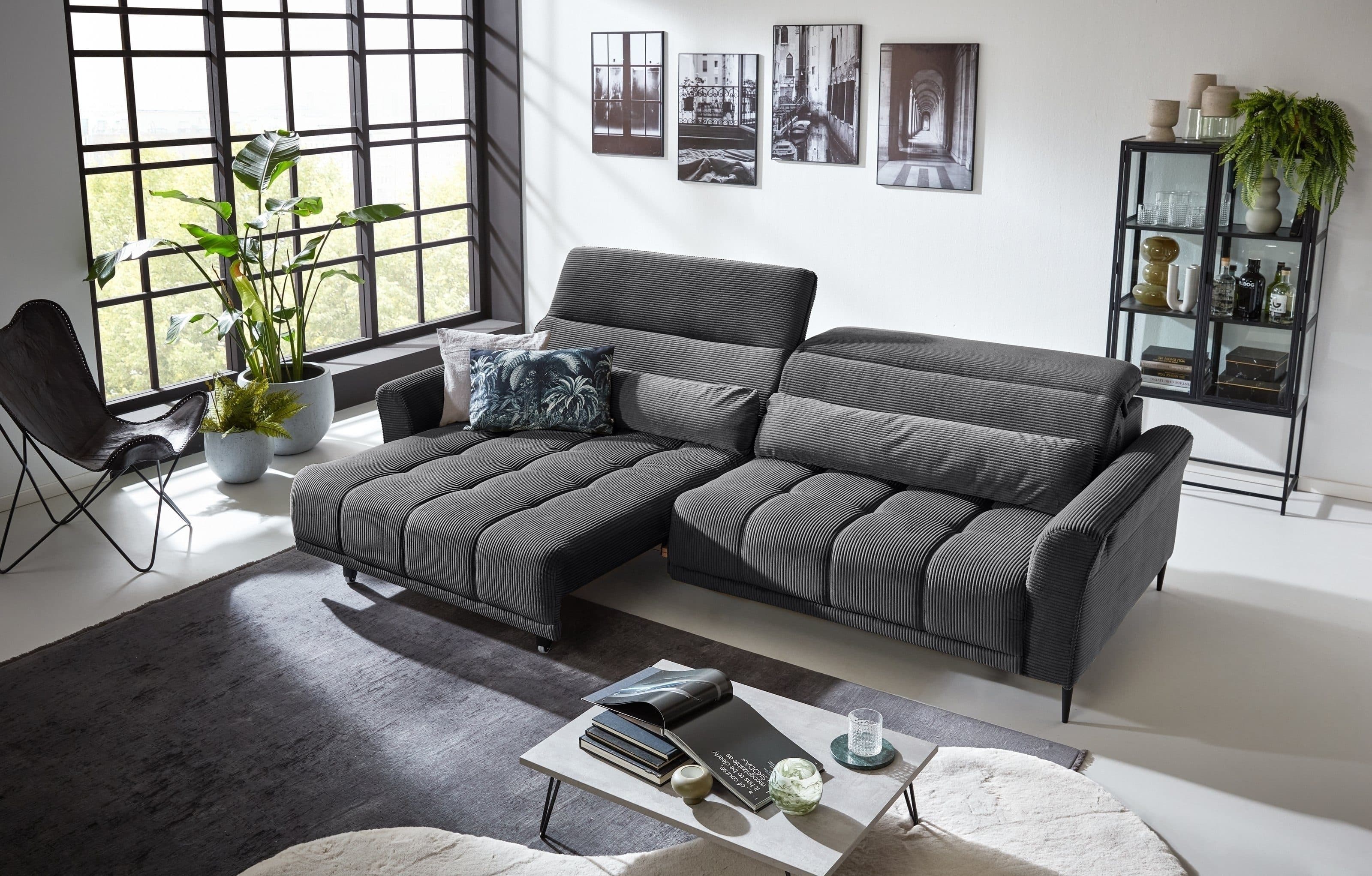 Iwaniccy Big-Sofa 2x elektr. Verstellung Cord grau - Bild 2